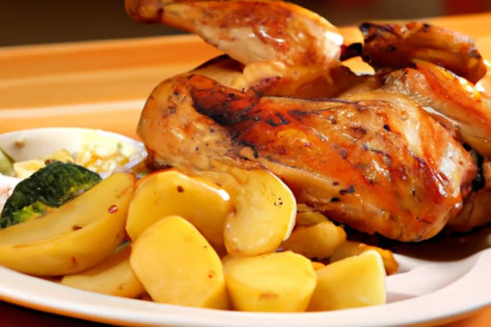 Frango assado com batatas low carb